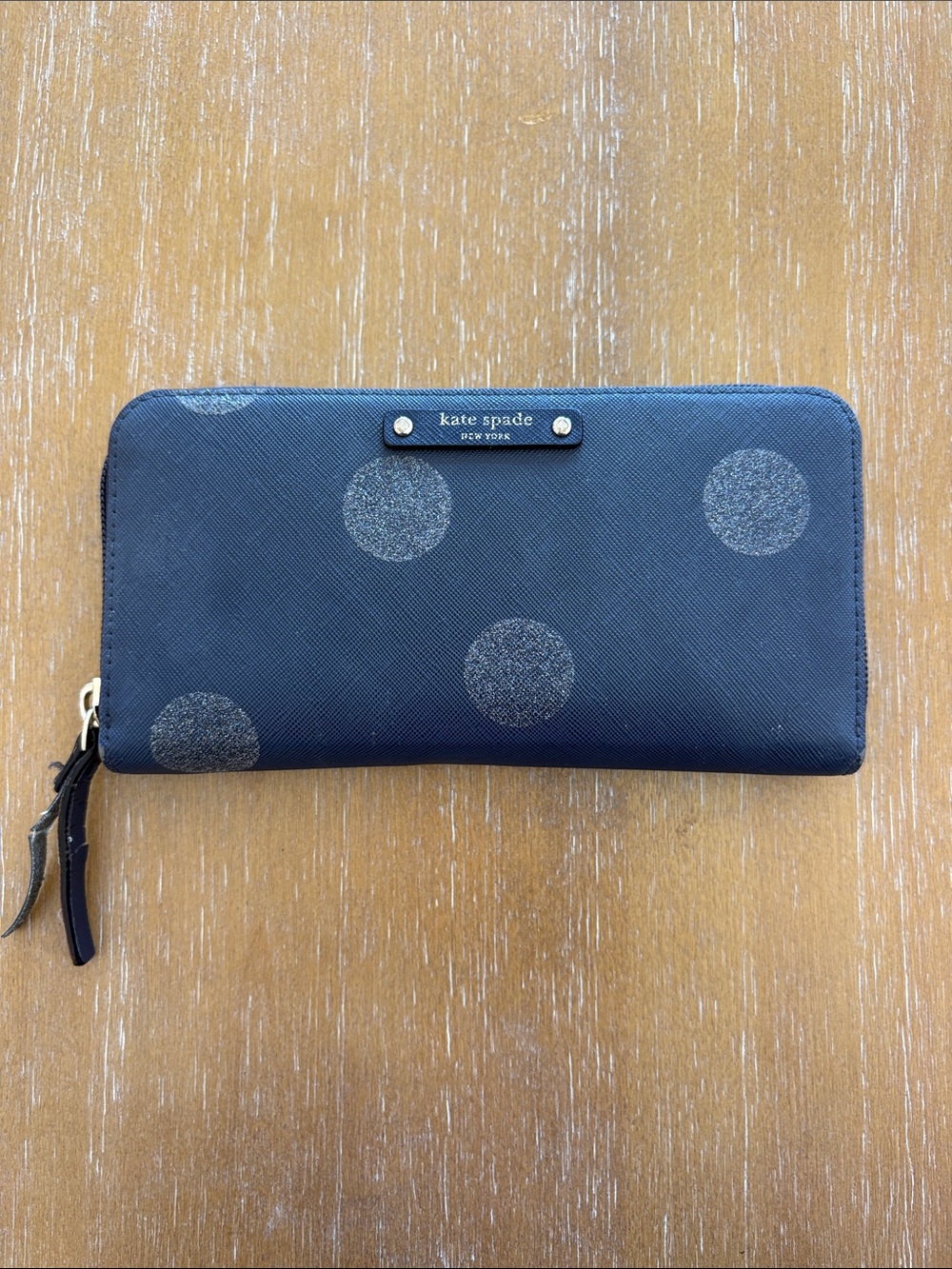 kate spade Navy Polka Dot Zip Around Wallet